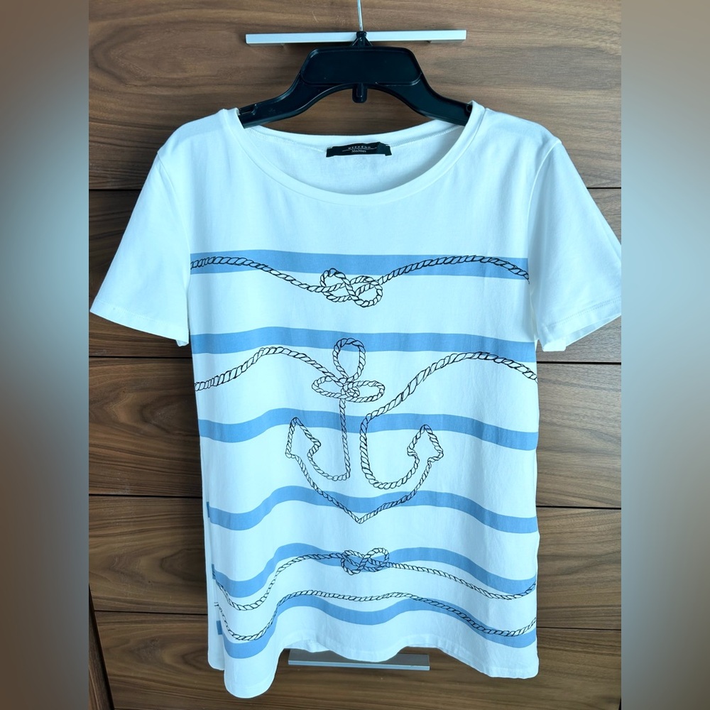 MaxMara Blue and White Anchor Tee T-shirt